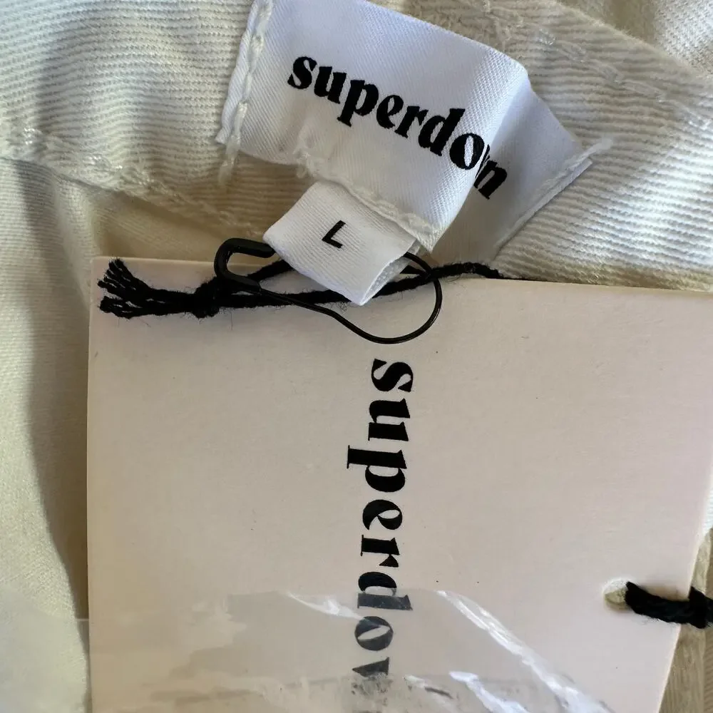 Superdown White Cargo Pants LARGE Baggy Wide Leg Streetwear Revolve $88 NEW - Picture 8 of 9